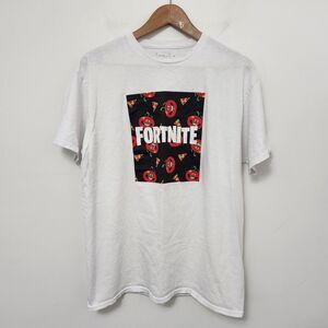 FORTNITE Women's White Crew Neck Short Sleeve Graphic Print T Shirt Size L